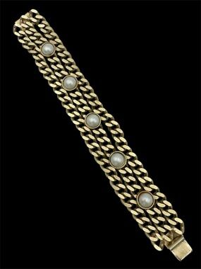 Marcy Feld Signed Vintage Gold Tone Chain Bracelet